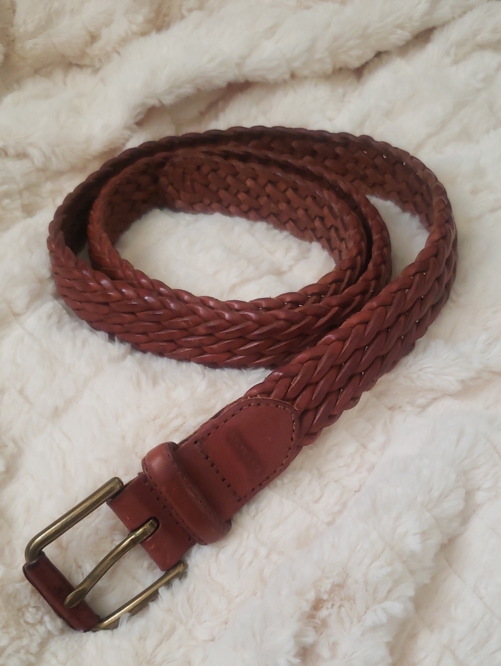 Coach Braided Brown Leather Men's Belt - Classic Casual Style 34